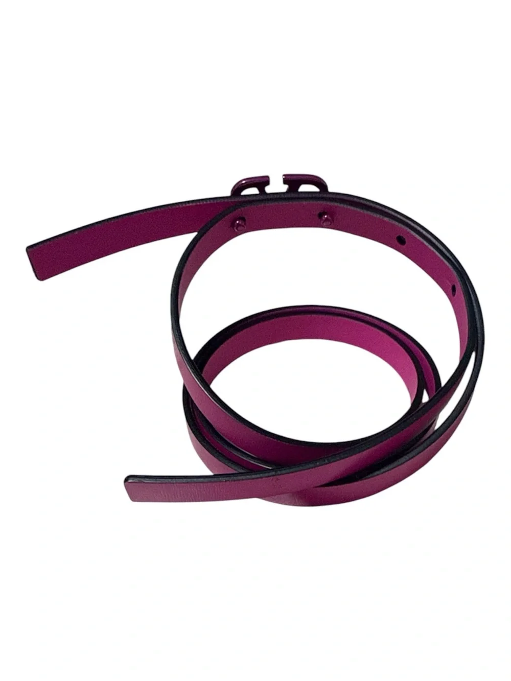 Women’s Valentino Fuchsia V Logo Slim Leather Belt Sz Medium
